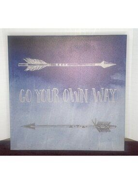 Go Your Own Way Canvas Wall Art White Blue Arrow 12x12 Home Inspirational Quote